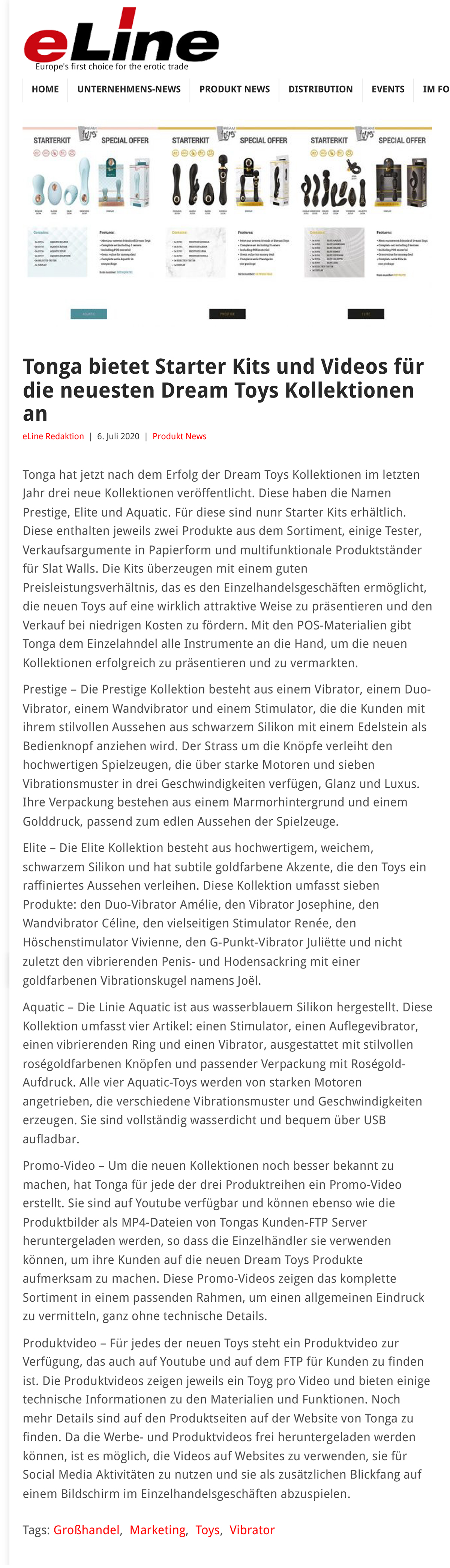 2020-07 eLine Online - Dream Toys Kollektionen